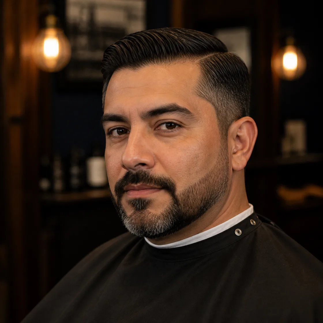 Classic side-part and beard detail by James Whitmore