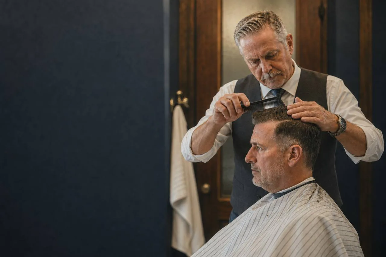 James Whitmore at work in his Richmond barbershop